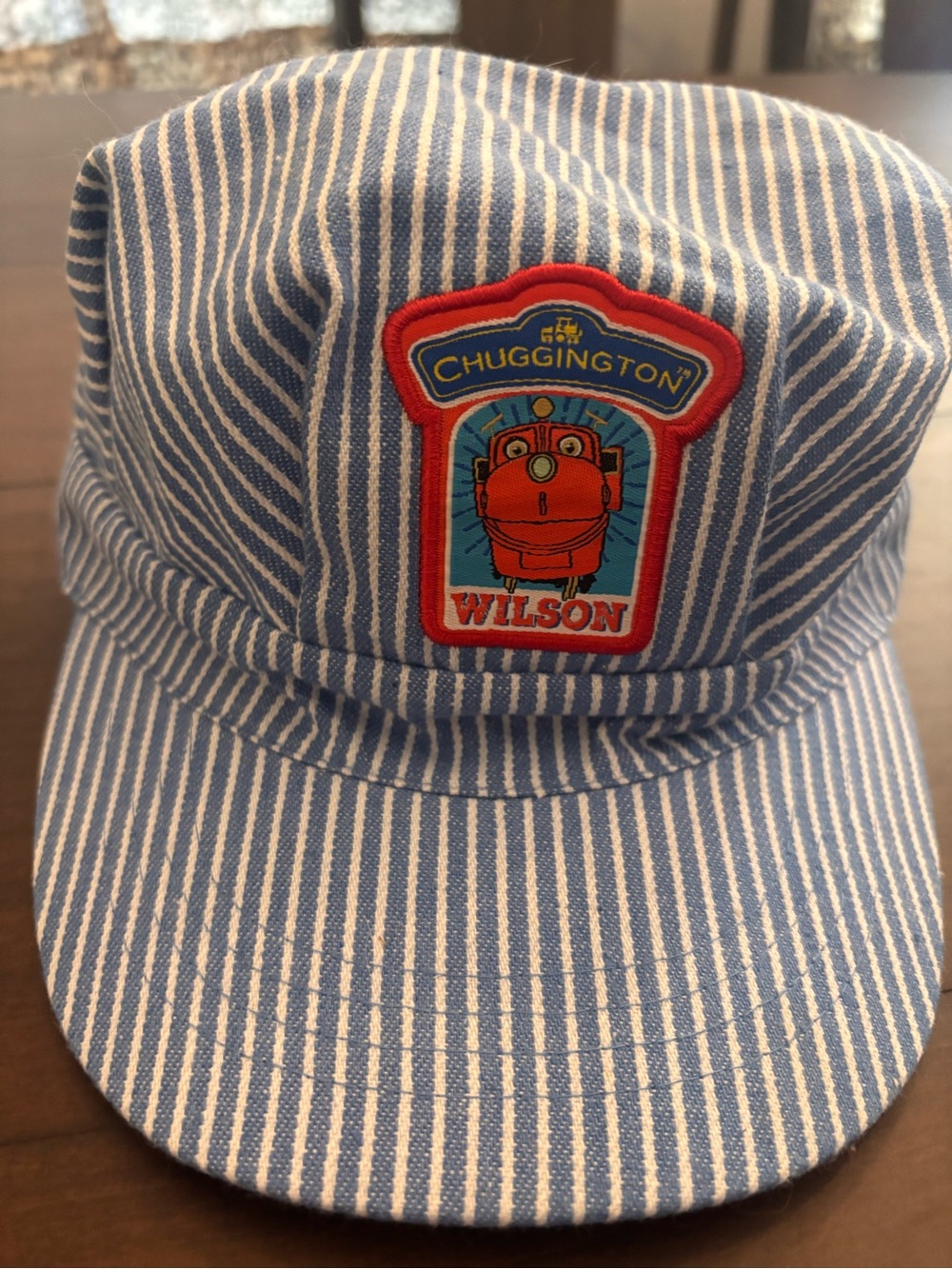 Dollywood Chuggington Wilson Youth Train Conductor Cap - Blue & White striped